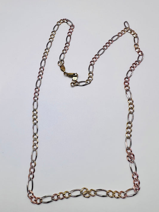 THREE COLOR GOLD FIGARO CHAIN